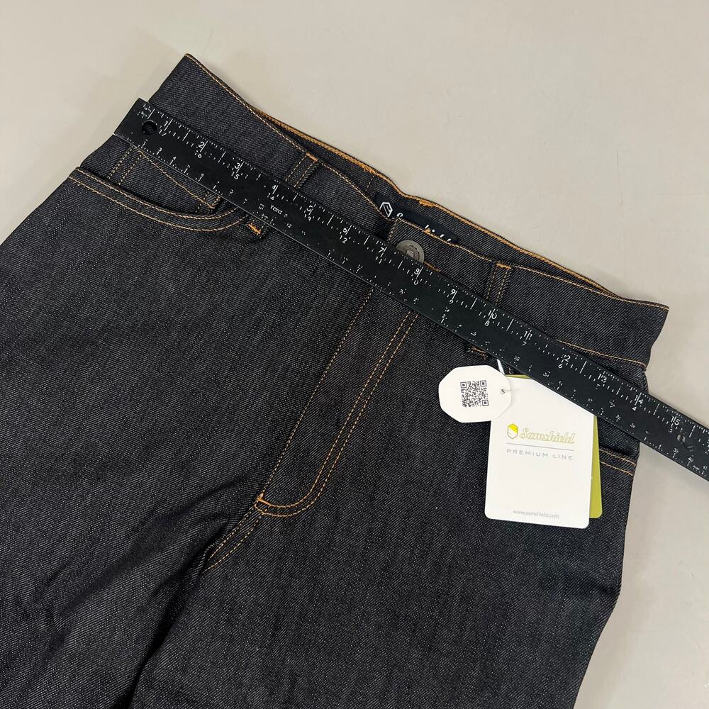SAMSHIELD Swarovski Crystal Engraved Jeans Women Sz US 26, UK 8, 36 Black Denim - Picture 8 of 11